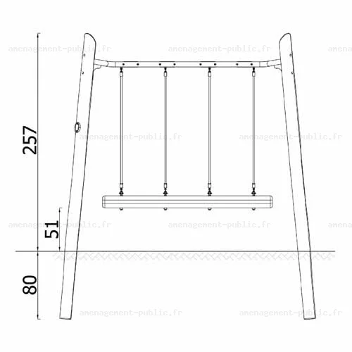Balançoire en bois de robinier pour aires de jeux 3-14 ans